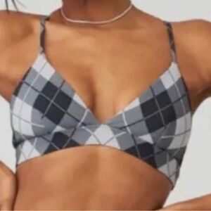 ALO Yoga Vapor Argyle Sports Bra Plaid